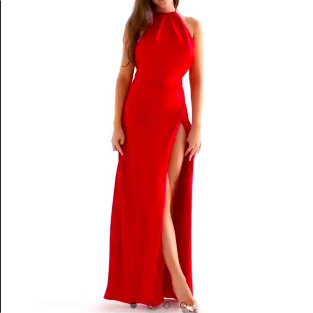 NWT HOUSE OF CB Zanab Satin Maxi Cocktail Dress Size L - Picture 3 of 10